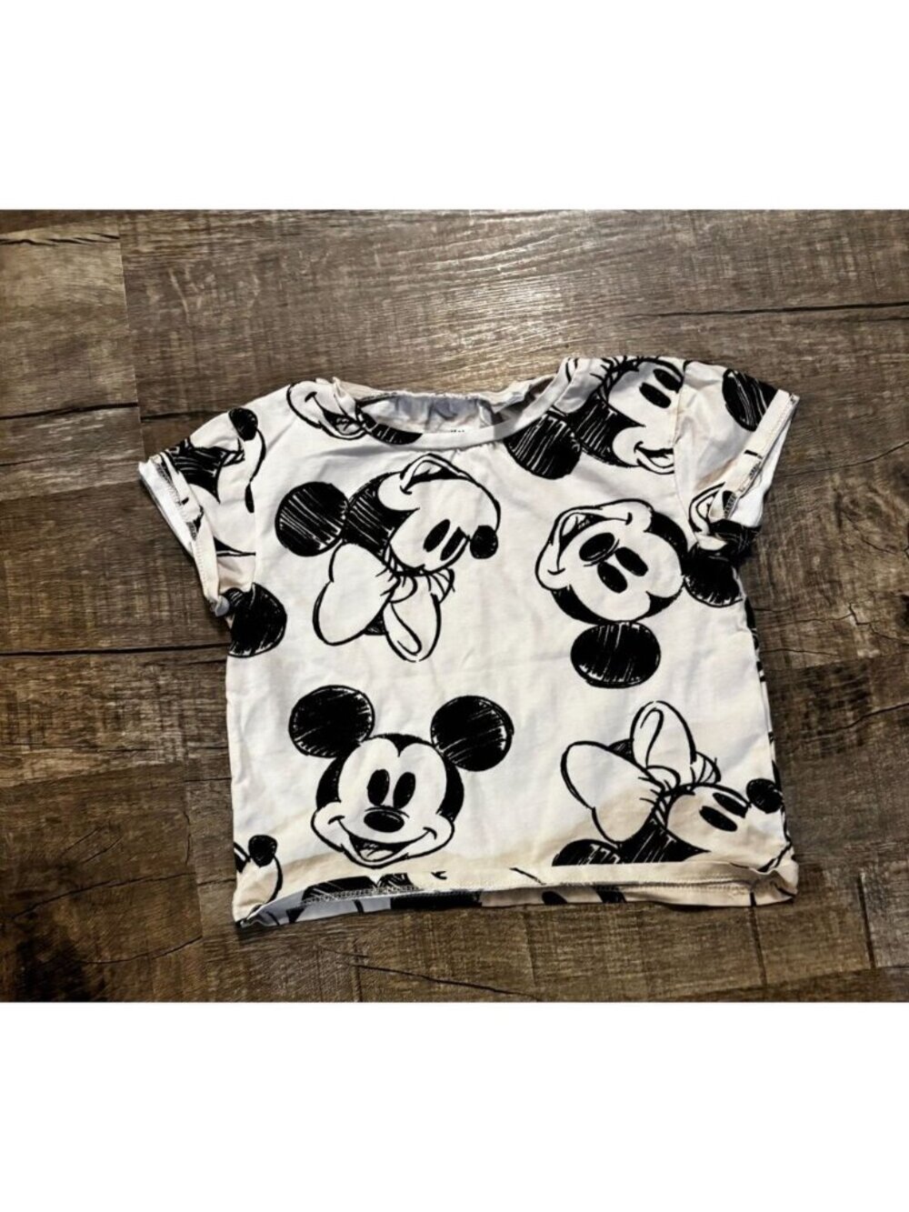 H&M Disney Mickey Mouse Toddler T-Shirt Black White Boys Girls 3/4T